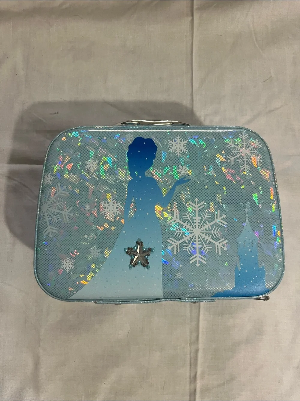 Girls' Blue Sparkle Snowflake Carry Tote - Character Silhouette